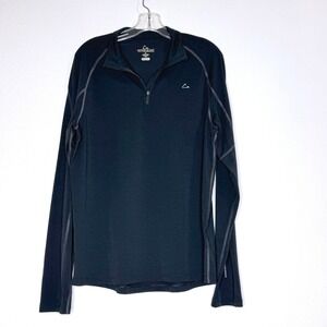 MERINO BLEND by PARADOX Mens MED 1/4 Zip Black Base Layer Outdoor Hiking Snow